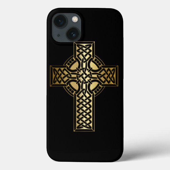 Celtic Knot Cross em Dourado e preto (Verso)