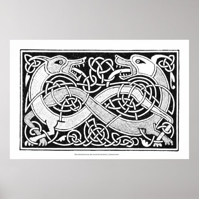 Celtic Knot Dragon Art Poster (Frente)