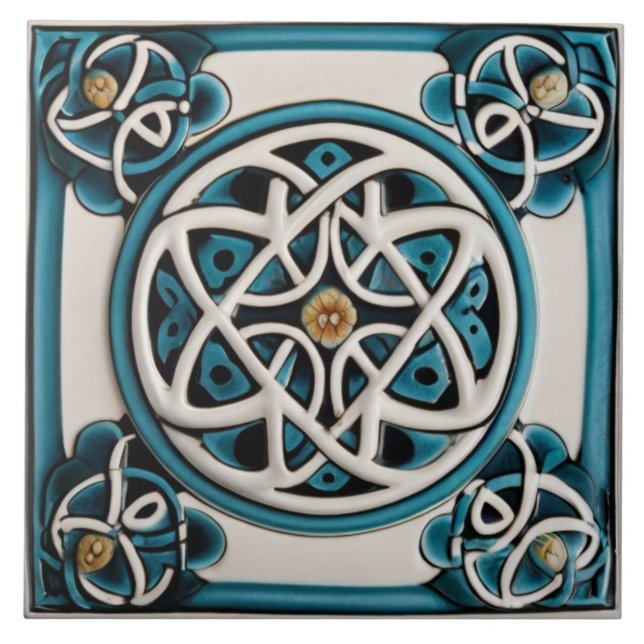 Celtic Knot inspirou Turquesa e Branco (Frente)