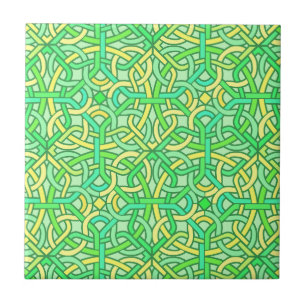 Celtic Knot Irish Braid Padrão Verde Amarelo