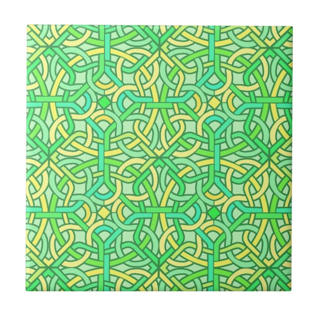Celtic Knot Irish Braid Padrão Verde Amarelo (Frente)