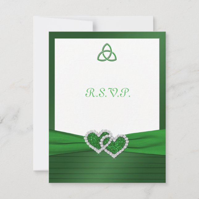 Celtic Love Knot in Emerald Green RSVP Card (Frente)