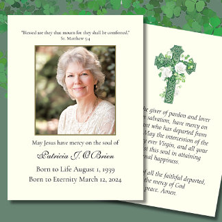Célula Cromosfunerária Memorial Prayer Irish Card