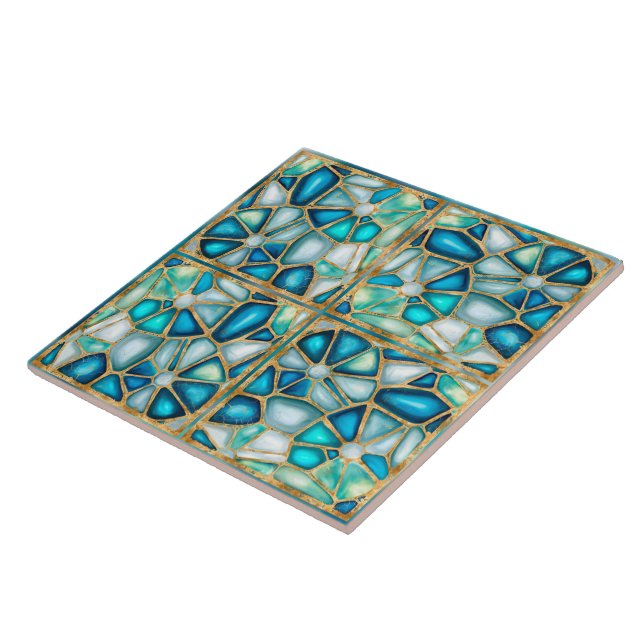 Células de aquarela e douradas - oceano - quadrado (Lateral)