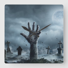 Cemitério De Halloween No Relógio De Parede Noite 