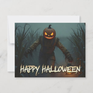 Cena Assustadora de Halloween com Abóbora Cabeçuda