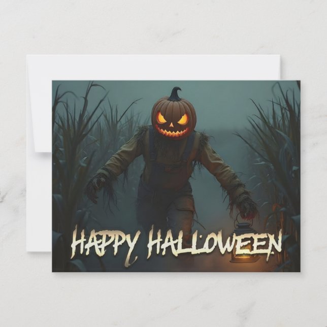 Cena Assustadora de Halloween com Abóbora Cabeçuda (Frente)
