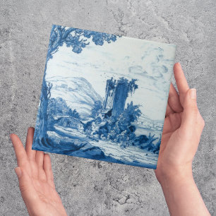 Cena Azul e Azulejo Branca de Repro Delft