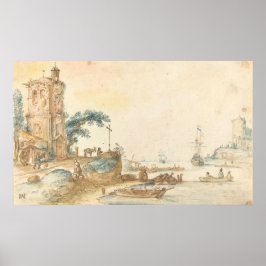 Cena com Torre - Hendrick Avercamp Fine Art Poster