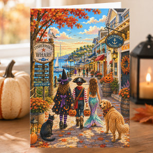 Cena Costeira de Outono Encantadora Cartão Feliz H
