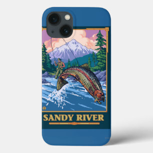 Cena da pesca com mosca - rio de Sandy, Oregon