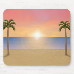 Cena da praia do por do sol: Mousepad feito sob