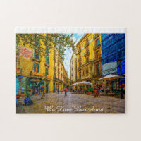 Cena da Rua Barcelona. Quebra-cabeça de serra