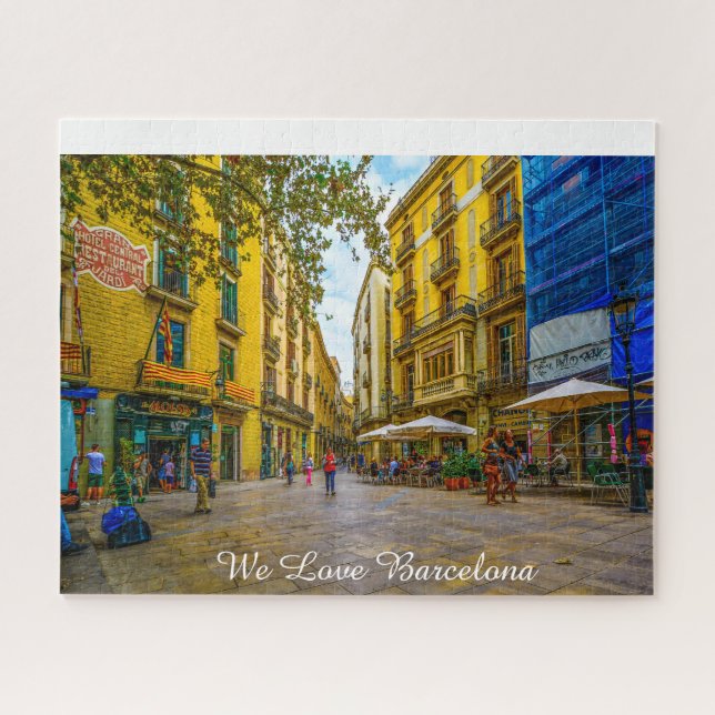 Cena da Rua Barcelona. Quebra-cabeça de serra (Horizontal)