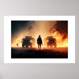 Cena de Ação Militar de poster Art