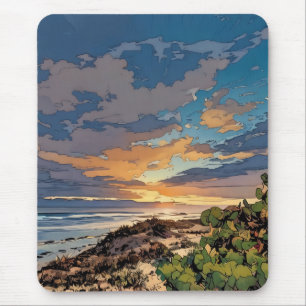 Cena de cor vibrante na praia oceânica Mousepad