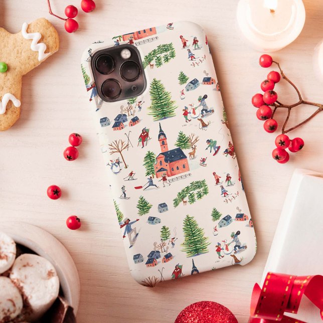 Cena de esqui de chalé alpino rosa e verde abril (Criador carregado)