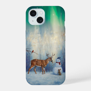 Cena de Férias de Inverno Deer e Happy Snowman