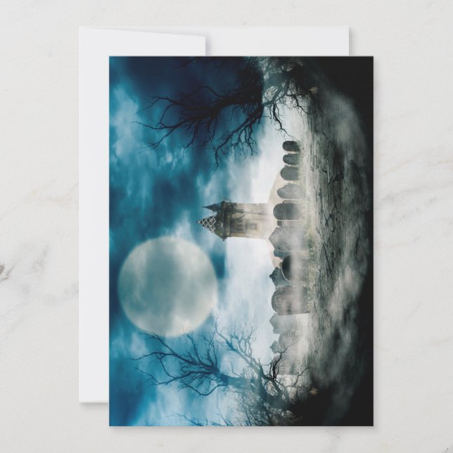 Cena de Halloween. Casa fantasma assombrada no cem (Frente)