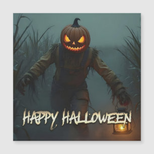Cena de Halloween com Cabeça de Abóbora Assustador