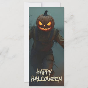 Cena de Halloween com Cabeça de Abóbora Assustador
