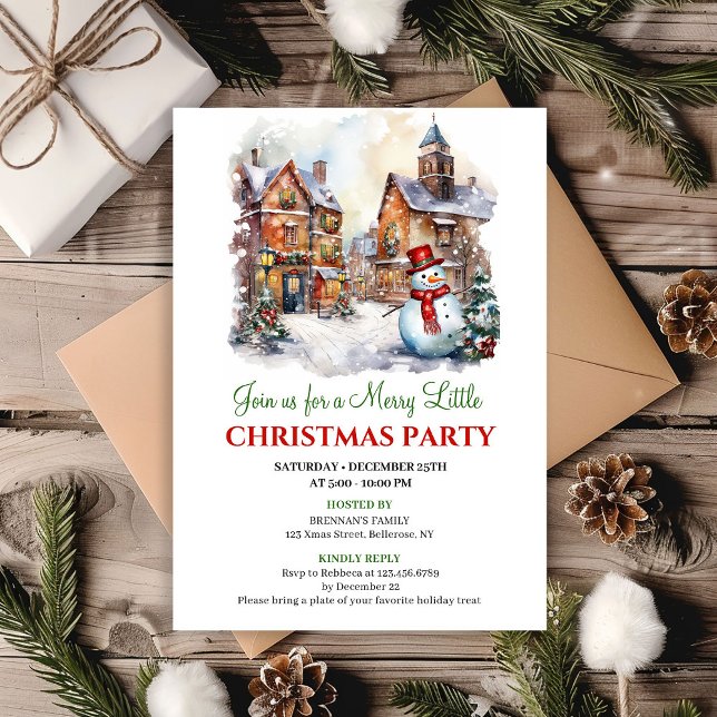 Cena de inverno aconchegante convite de celebração (Cozy winter scene holiday celebration invite)