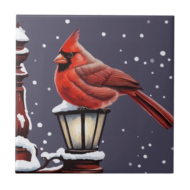Cena de Inverno com Pássaro Cardinal Feriado Natal (Frente)