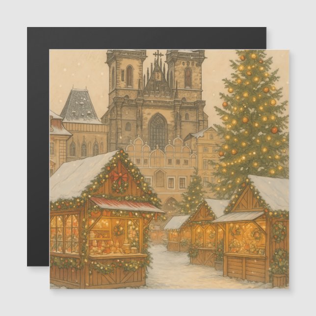 Cena de Inverno de Arte de Férias de Natal em Prag (Frente/Verso)