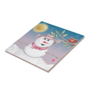 Cena de inverno do Cowboy Snowman & Owl
