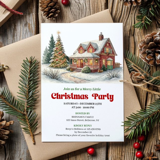 Cena de Inverno Elegante Convite de Natal Minimali (Elegant Winter Scene Minimal Christmas Invitation)
