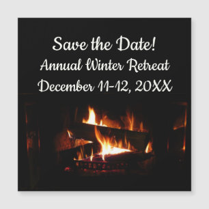 Cena de inverno quente da lareira Salve a data