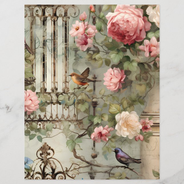 Cena de Jardim Serene Vitoriano - Papel Escrapbook (Frente)