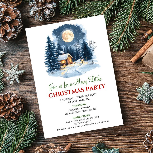 Cena de Natal Aconchegante e Elegante Convite Digi (Elegant Cozy Christmas Scene Digital Invitation)