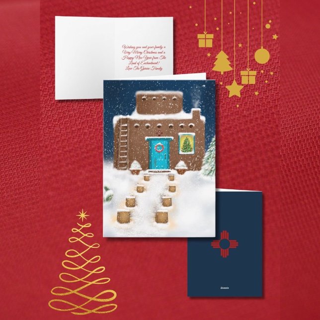 Cena de Natal com Adobe do Novo México em Cartão d (Criador carregado)