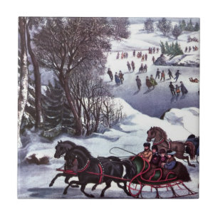 Cena de Natal de inverno. Azulejos de presentes de