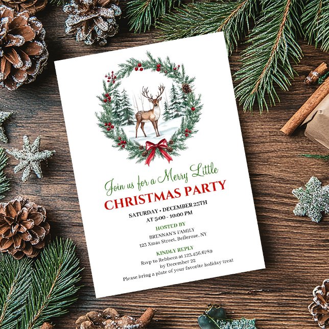 Cena de Natal Moderna em Aquarela Convite de Feria (Modern Christmas Scene Watercolor Holiday Invite)