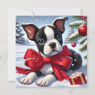 Cena de Natal Snowy com Arco Vermelho