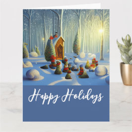 Cena de Natal Whimsical XL Cartão Dobrado