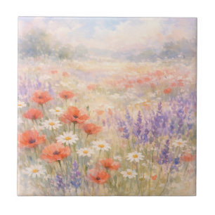 Cena de Prado de Flores Silvestres em Aquarela