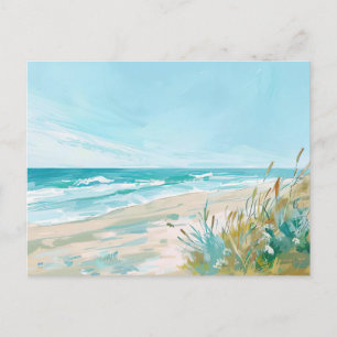 Cena de Praia de Verão Arte Costeira Cartão Postal