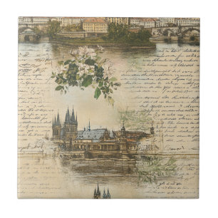 Cena de Rio Europeu Vintage - Roteiro Manuscrito