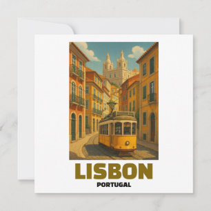 Cena de Rua de Elétrico Retrô Lisboa Portugal Vint
