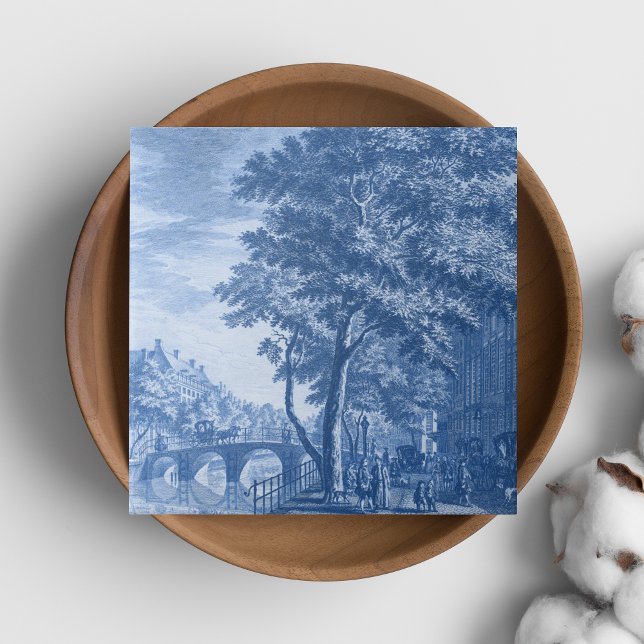Cena de Rua Repro Delft Amsterdam (Repro Delft Amsterdam Street Scene Tile)
