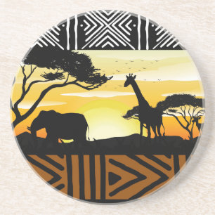 Cena de Safari Africano Impresso em Porta-Copos