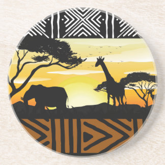 Cena de Safari Africano Impresso em Porta-Copos