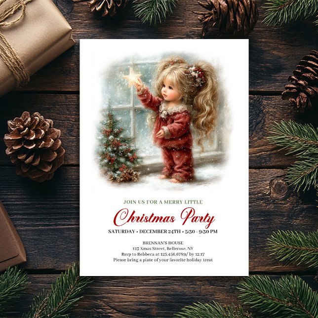 Cena Feliz de Inverno Garota Convite Clássico de N (Happy Winter Scene Girl Classic Christmas Invite

)