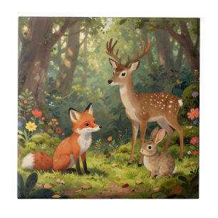 Cena Florestal de Animais da Floresta Adoráveis