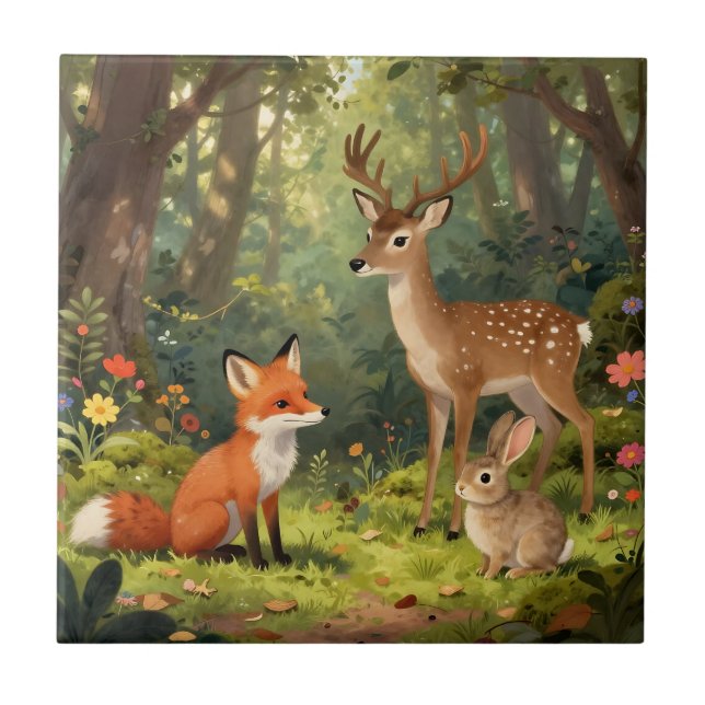 Cena Florestal de Animais da Floresta Adoráveis (Frente)