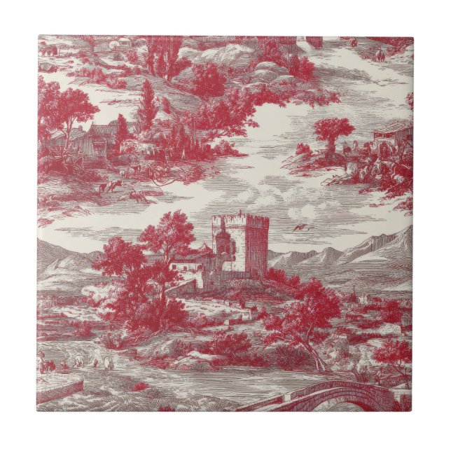Cena Rústica em Toile Vermelho (Frente)