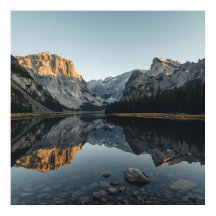 Cenário de Espelho Alpino - Poster de Paisagem Tra